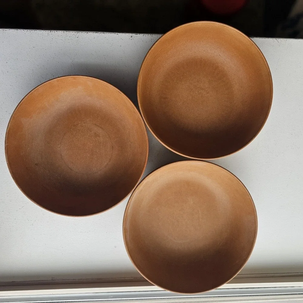 1960s 1970s Lot Of 3 Ellingers Vintage Agatized Wood Serving Bowl #100 9-1/4